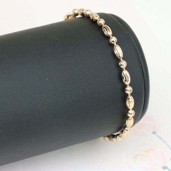 "Elegant Rose Gold Textured Oval Bead Bracelet with Chain Extender, XPBL1140 - Picture 8 of 12